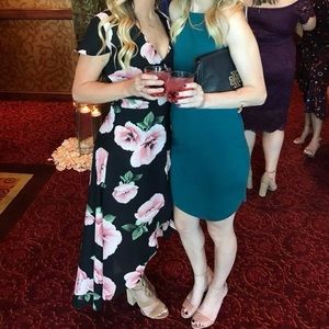 High-Low Wrap Floral Dress